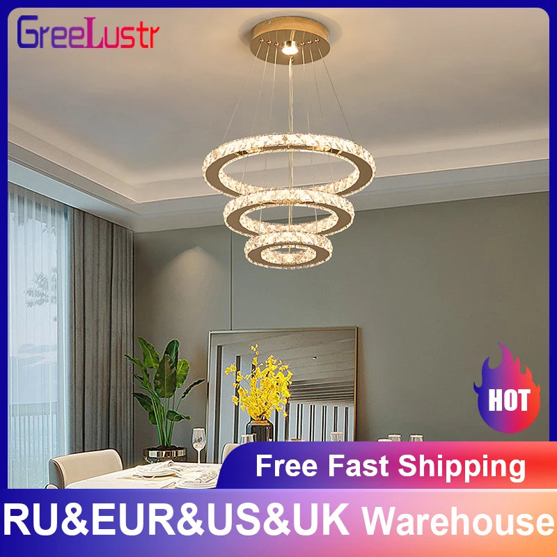 Vinilky Crystal Pendant Ceiling Light Fixture Modern Home Decor