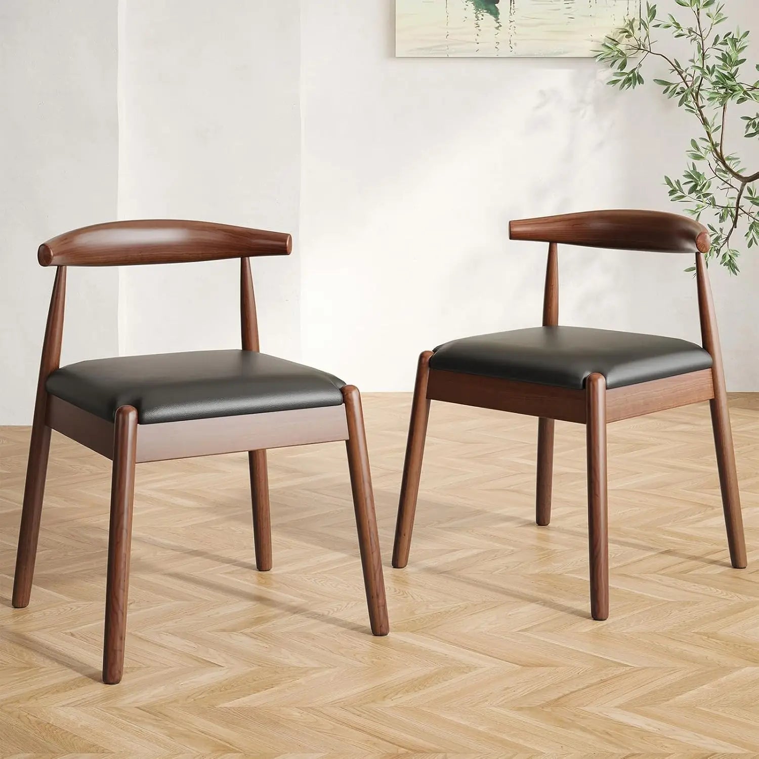 FARINI Dining Chairs Set Mid-Century Modern Solid Wood Legs