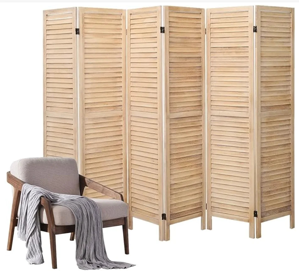 Wood Room Divider Folding Privacy Screen Freestanding Louvered Screen