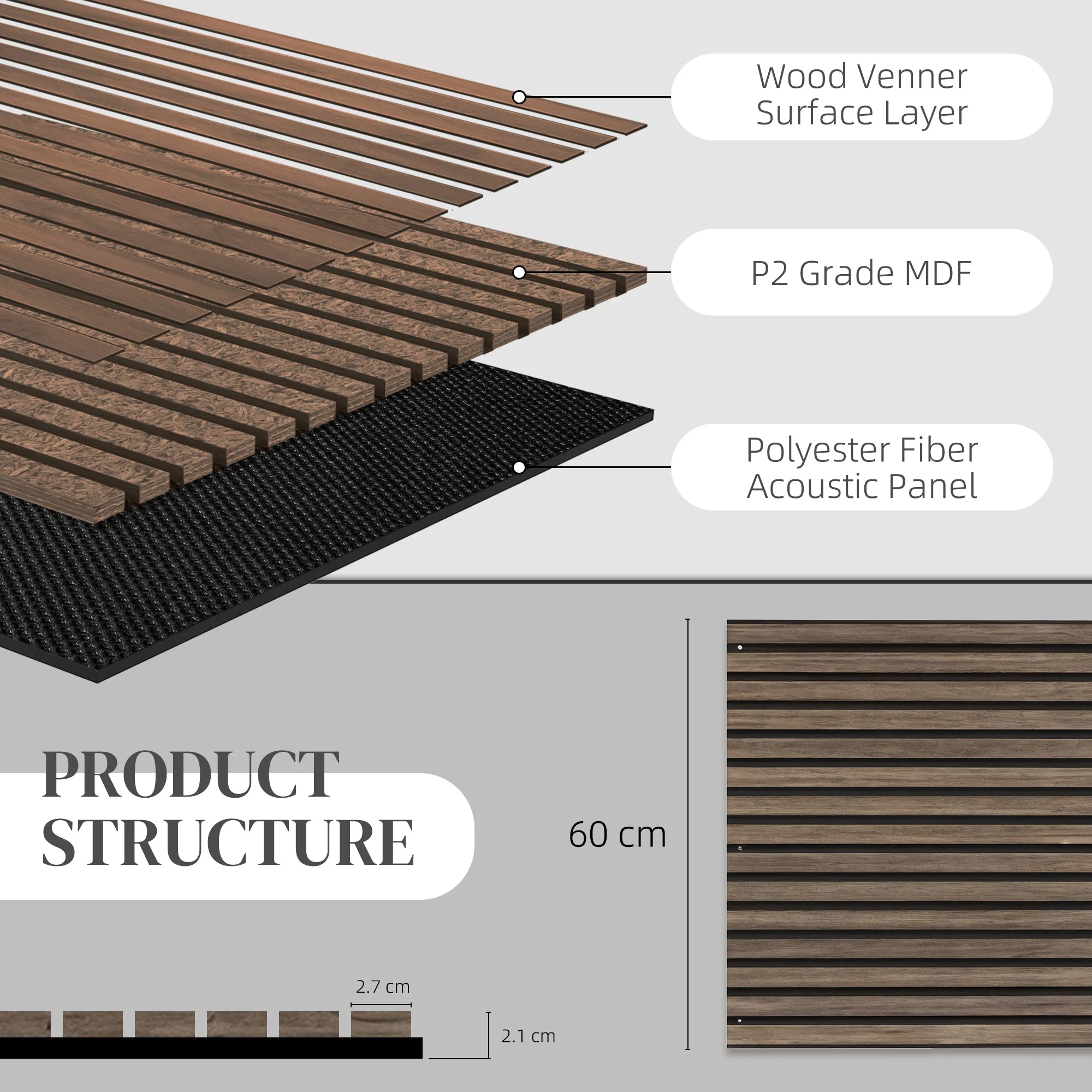 Modern Wood Slat Acoustic Panels For Wall Sound Absorption