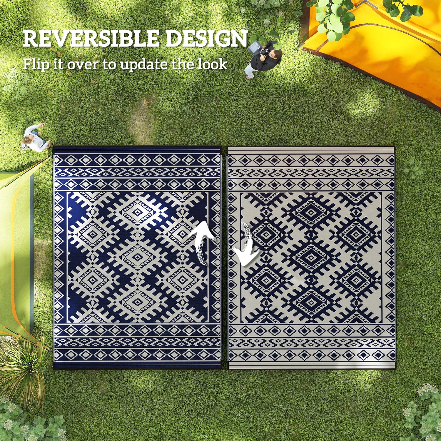 Outdoor Geometric Rug With Rhombus Border Floor Mat For Outdoors