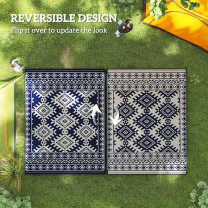 Outdoor Geometric Rug With Rhombus Border Floor Mat For Outdoors