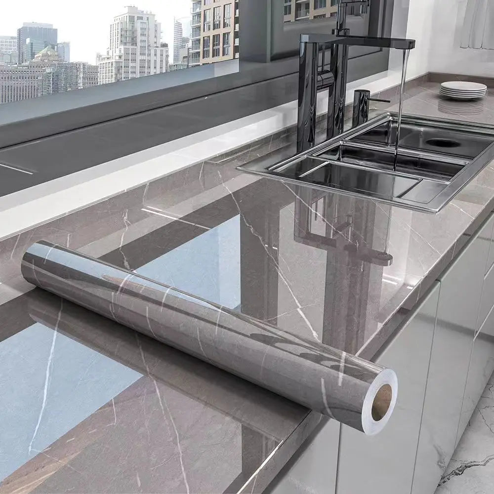Marble Kitchen Peel and Stick PVC Wallpaper Film Countertops
