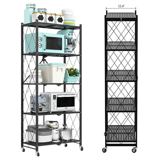 5-Tier Storage Shelving Unit With Wheels Metal Heavy Duty Rack