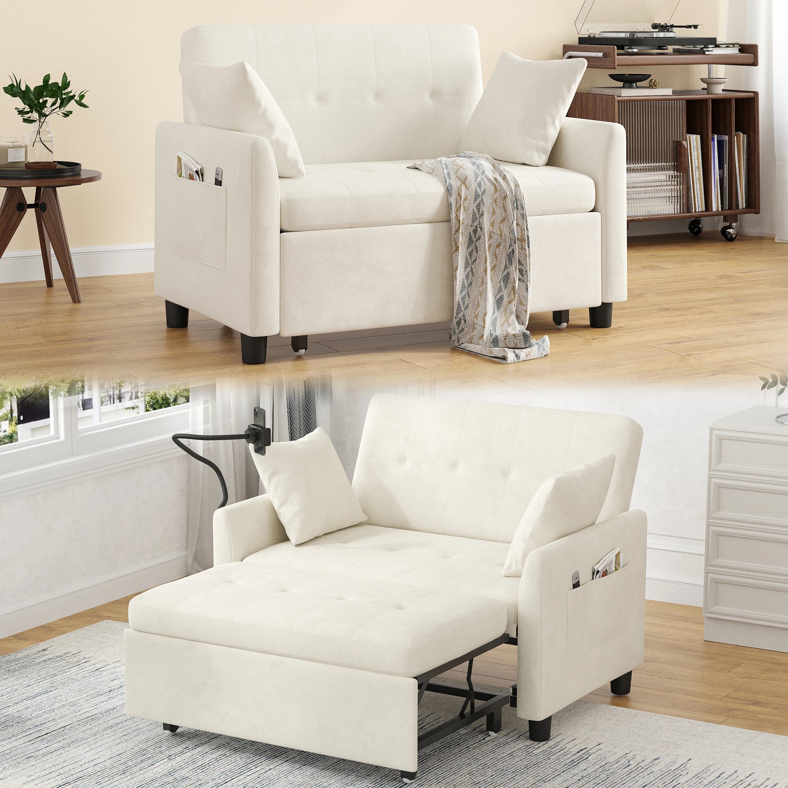 Someet Convertible Sleeper Chair Bed With USB Port