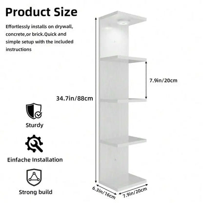 Wooden Five Tier Wall Mounted Floating Shelf For Home Storage