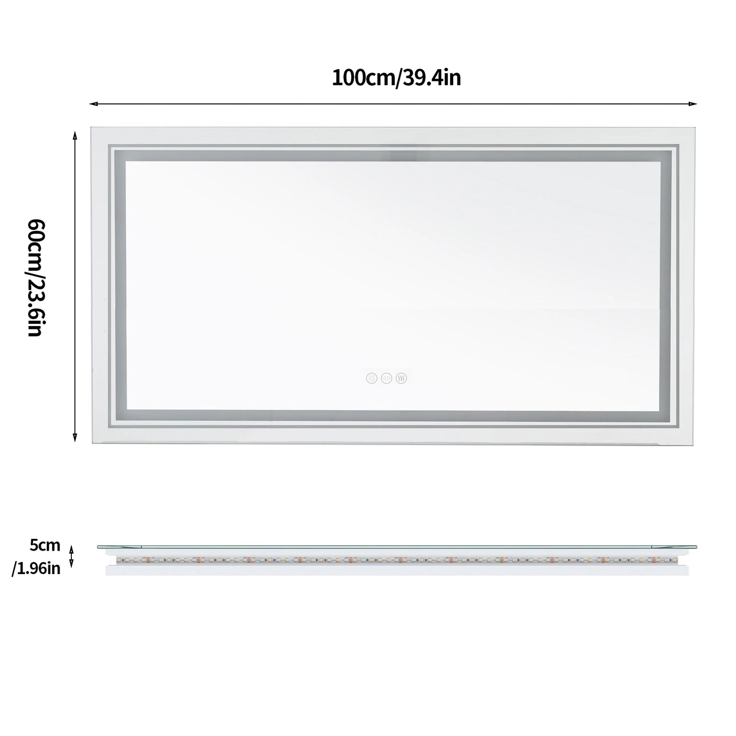 Illuminated LED Bathroom Mirror With Backlit Lights And Anti Fog