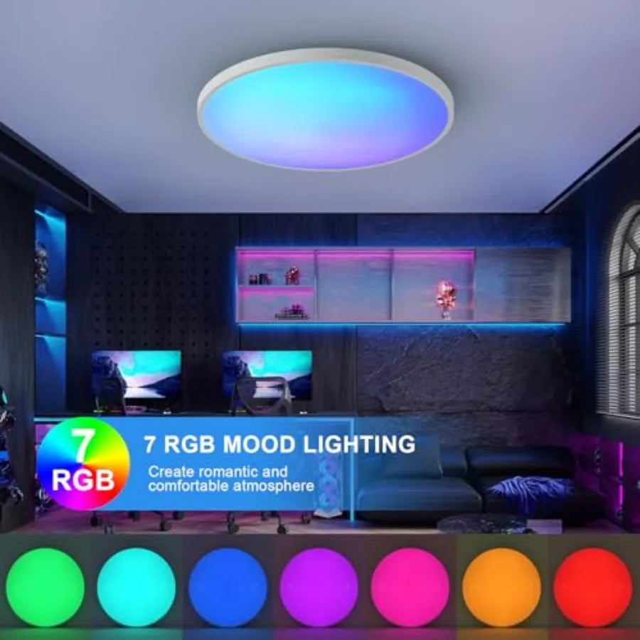 Smart Ceiling Light With Remote Control RGB Ambient Lighting