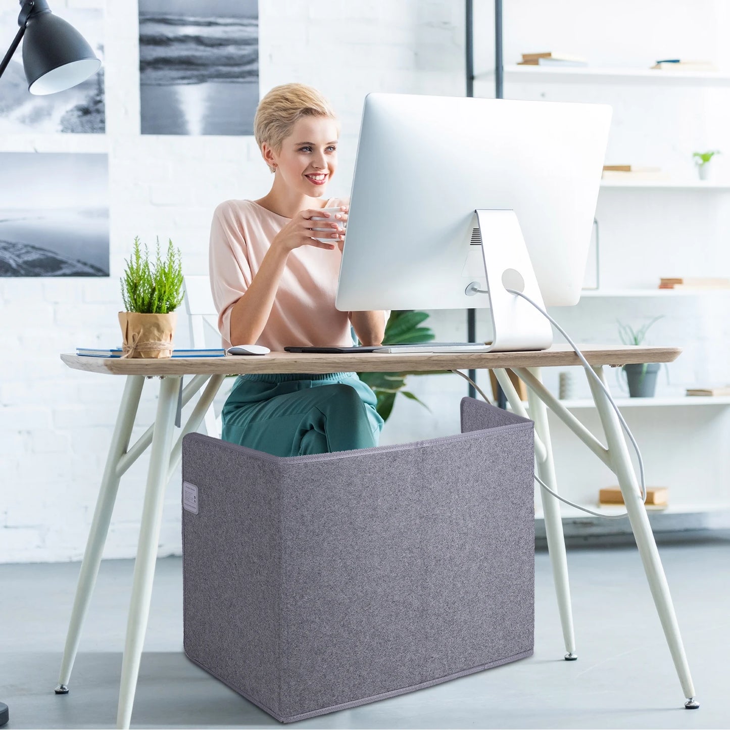 Portable Space Heater Under Desk With Thermostat And Timer For Office And Home