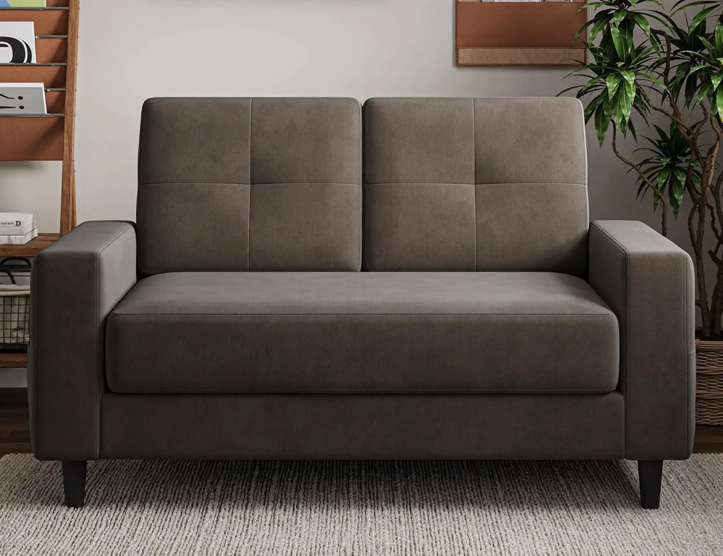 Compact Loveseat Velvet Fabric Sofa For Small Spaces