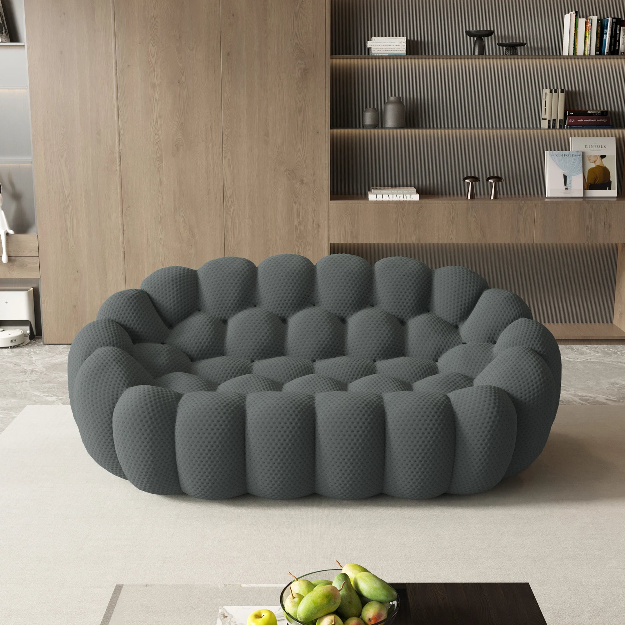 Sdorens Modern Curved Boneless Sofa 3D Knitted Loveseat