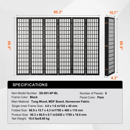 SucceBuy Wood Folding Privacy Screen 3 Panel Room Divider
