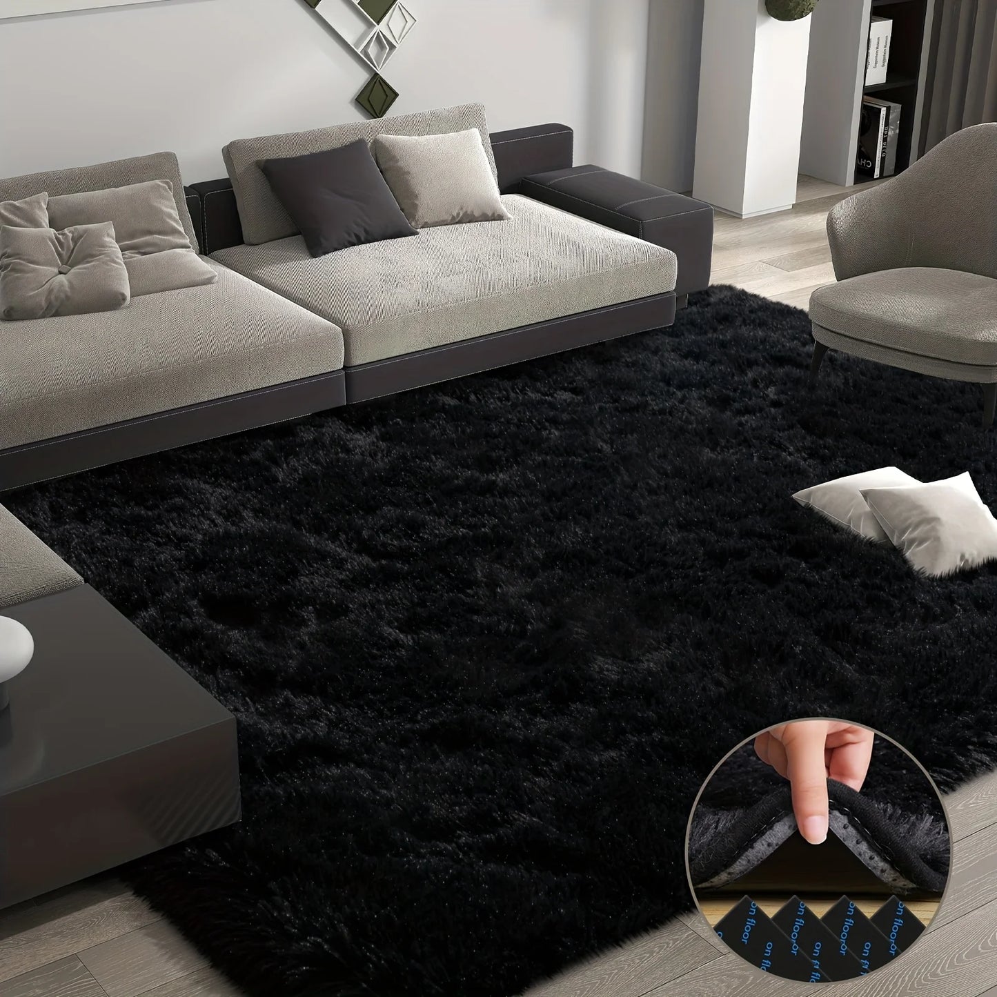 Plush Aubusson Geometric Area Rug Soft Polyester Bedroom Decor