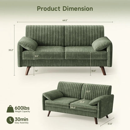 Onbrill Modern Chenille Fabric Loveseat Sofa For Cozy Living Rooms