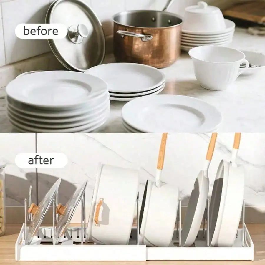 Premium Stainless Steel Pull Out Pot Lid Organizer Rack