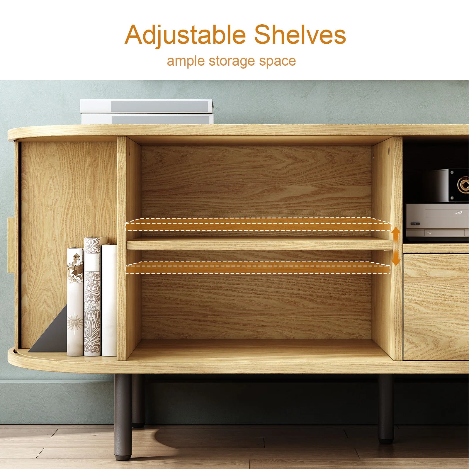 ONBRILL TV Stand With Power Outlet TV Console And Storage