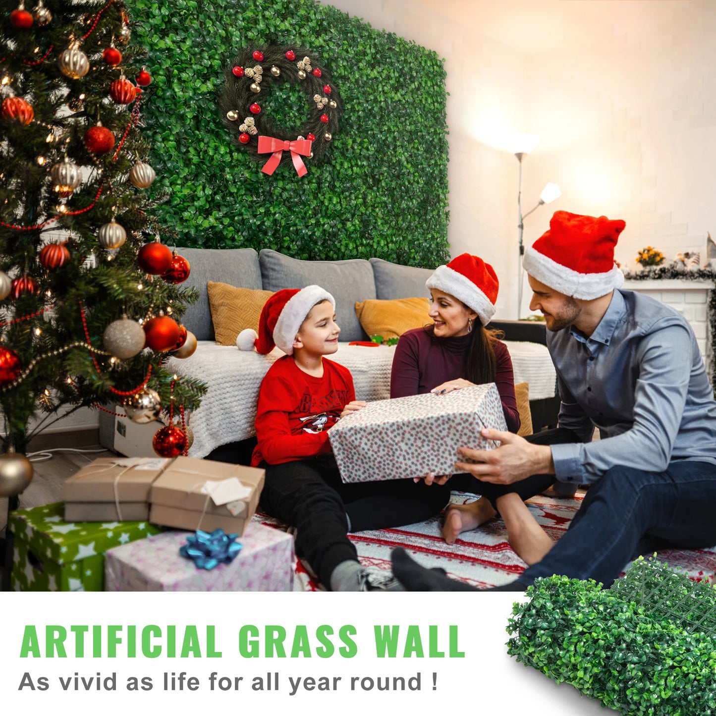 SucceBuy Artificial Boxwood Panel Hedge Wall Panels