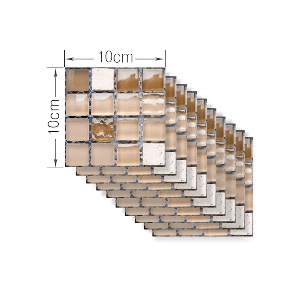 Alloet Vintage Mosaic Tile Sticker 10pcs Self Adhesive Wall Decals