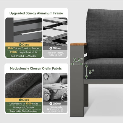 Outdoor Patio Conversation Furniture Set With Coffee Table