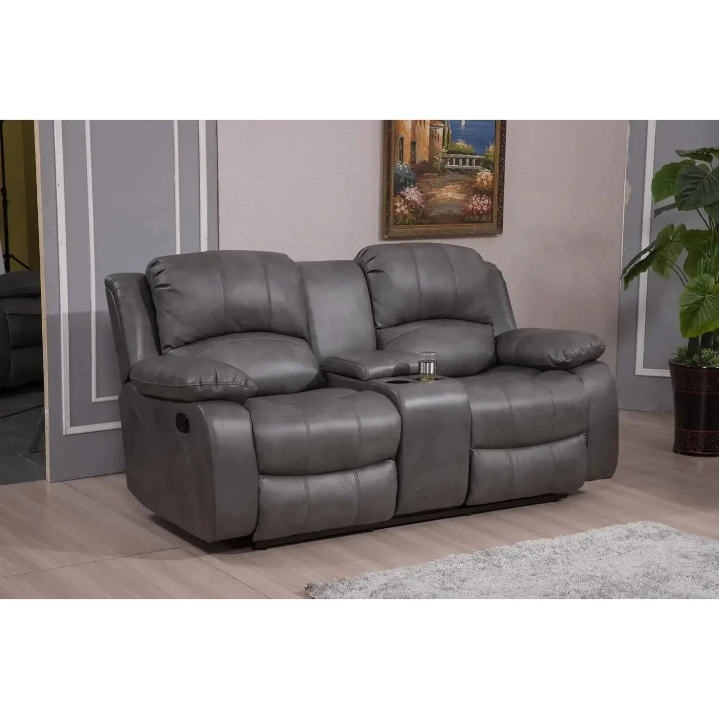 Leather Air Reclining Sofa Loveseat Set