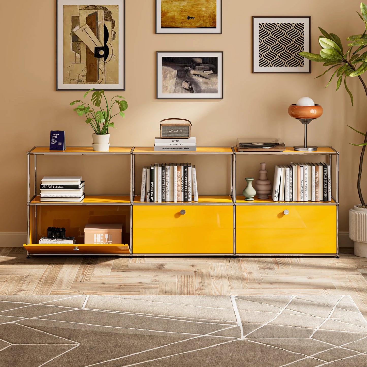 Modern TV Stand Storage Cabinet Stainless Steel Organizer