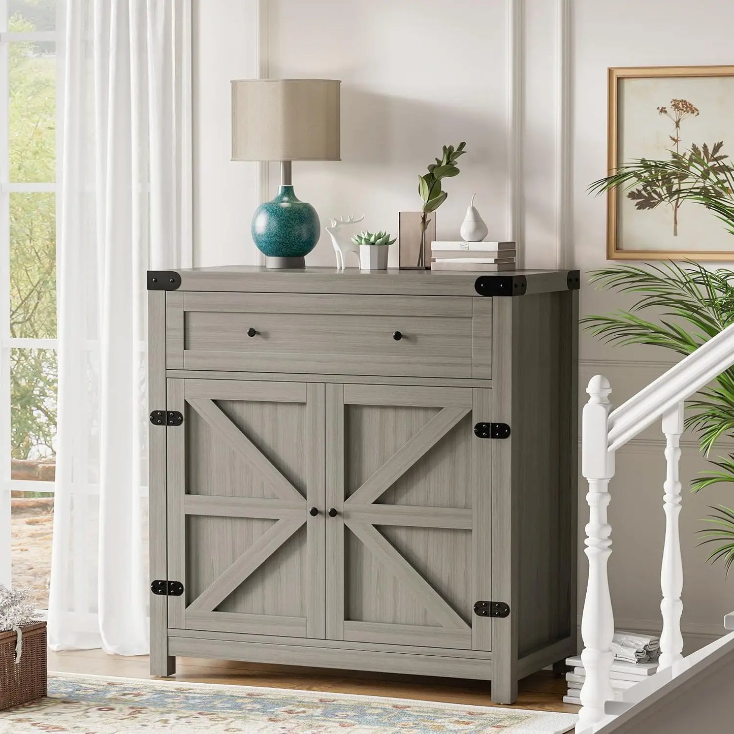 Flamaker Sideboard Buffet Cabinet With Storage And Drawer Barn Doors