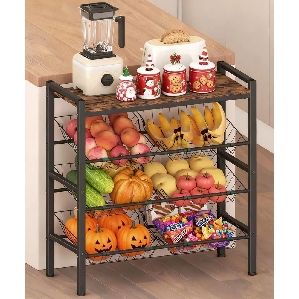 NBVCX 4 Tier Fruit And Vegetable Storage Rack Freestanding Shelf