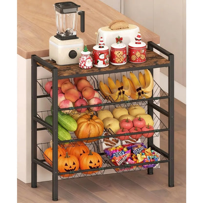NBVCX 4 Tier Fruit And Vegetable Storage Rack Freestanding Shelf
