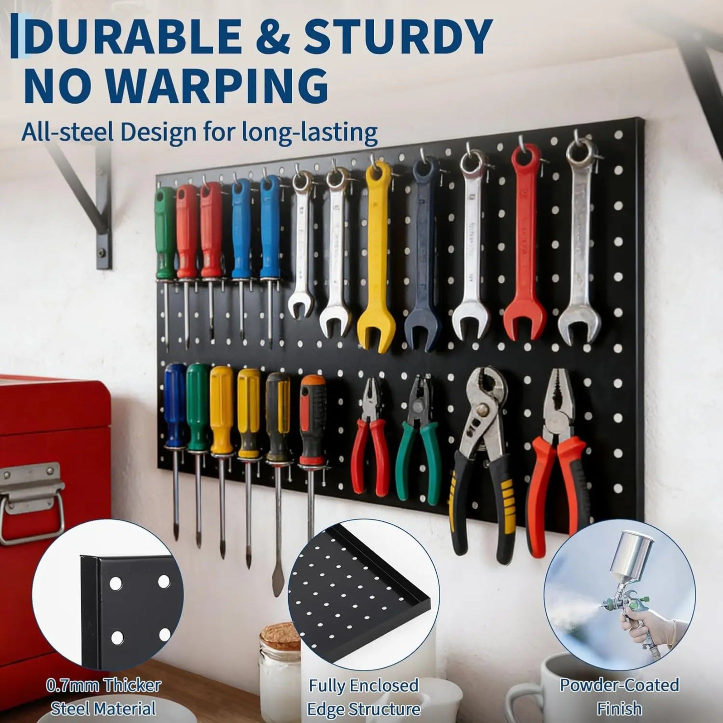 Metal Pegboard Panels Set 4-Pack For Craft Room Tool Organization