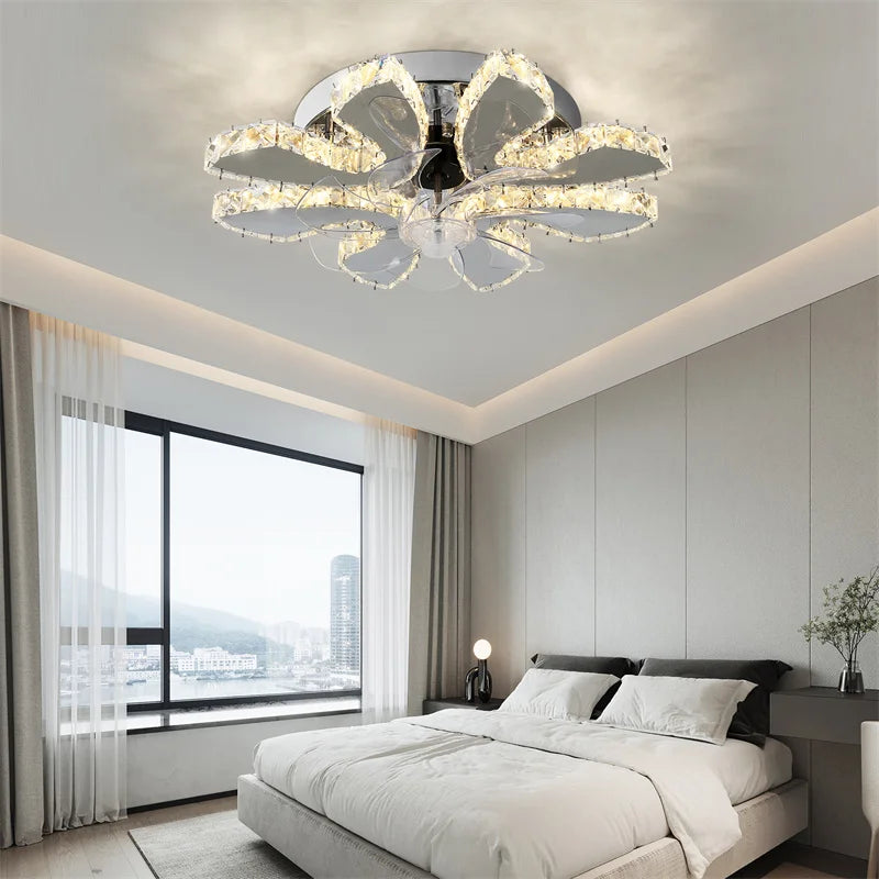 GreeLustr Remote Ceiling Fan Lamp Fandelier With 7 LED Heads