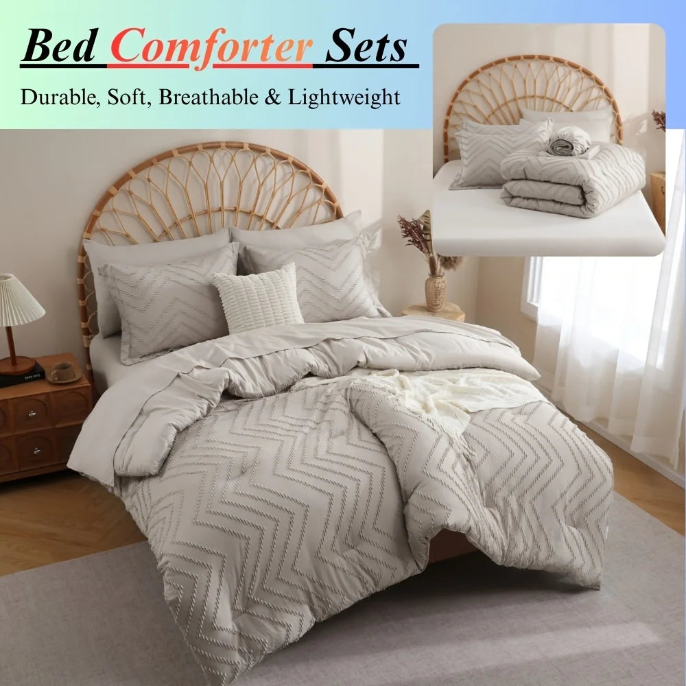 NIGHT COMFORT Pintuck Bed In A Bag Comforter Set With Sheets