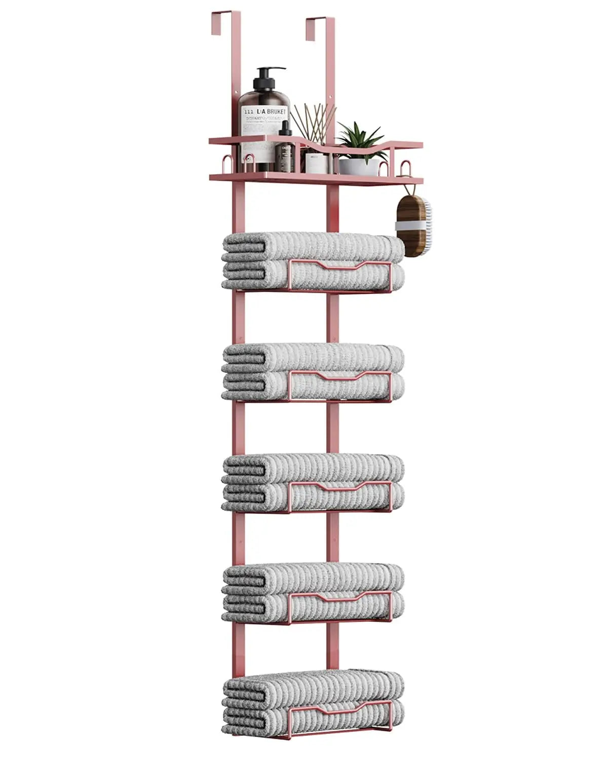 XIUWO 6 Tier Over Door Towel Rack No Drill Organizer