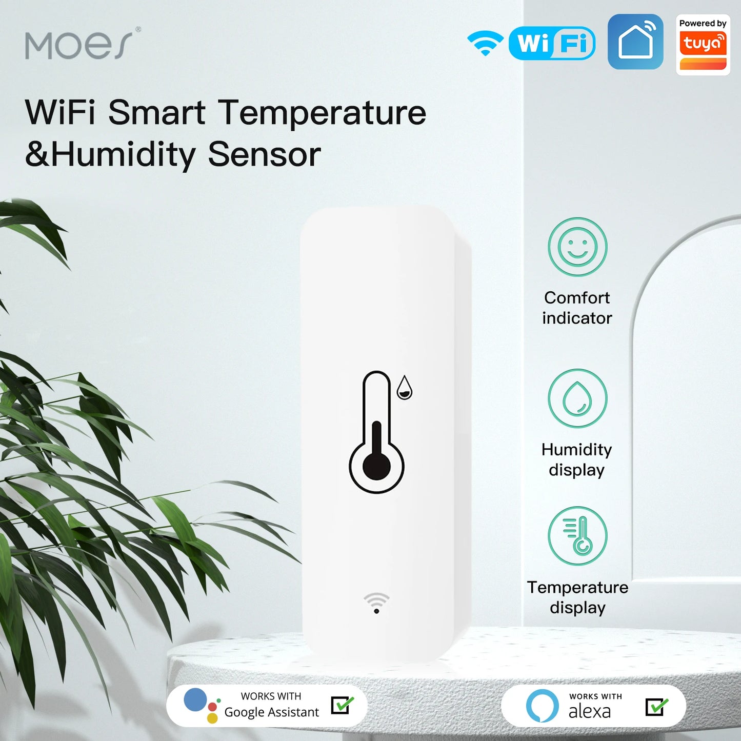 MOES Tuya Smart WiFi Temperature Humidity Sensor Hygrometer Alexa