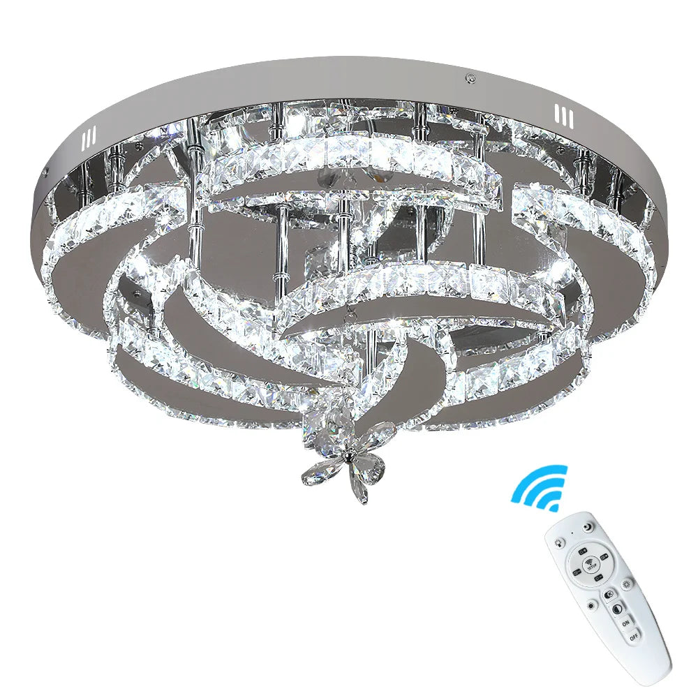 GreeLustr Flower Crystal LED Ceiling Chandelier With Dimmable RC