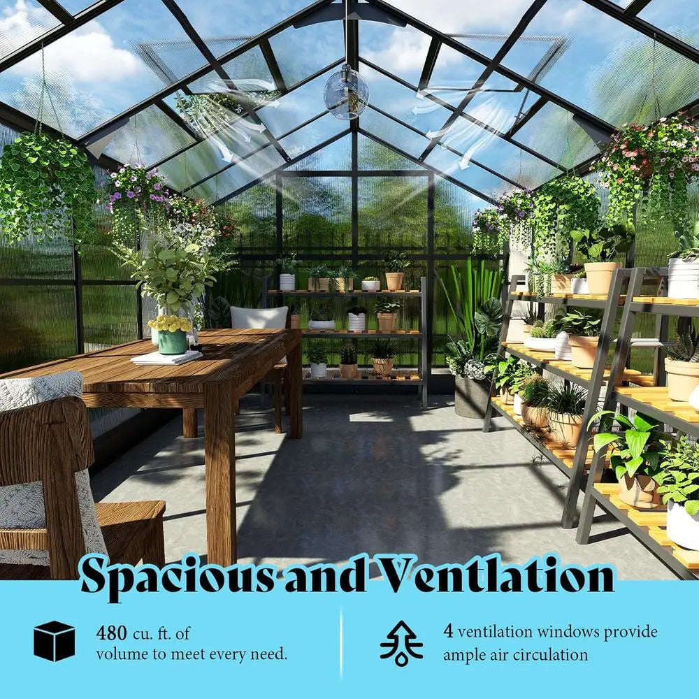 Walk-In Greenhouse With Vent Windows And Lockable Door