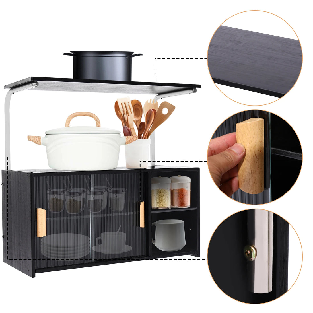 Two-Tier Storage Cabinet With Adjustable Shelves And Clear Door