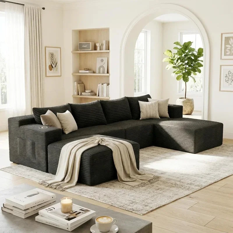 Realbear Modular Cloud Sectional Sofa With L Shaped Chaise