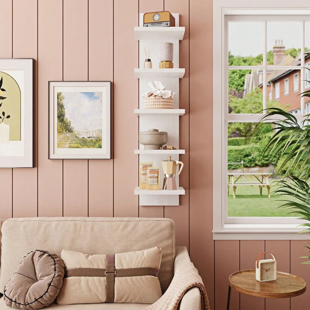 Five-Tier Wall Mounted Shelf Versatile Storage Display Rack For Bedroom