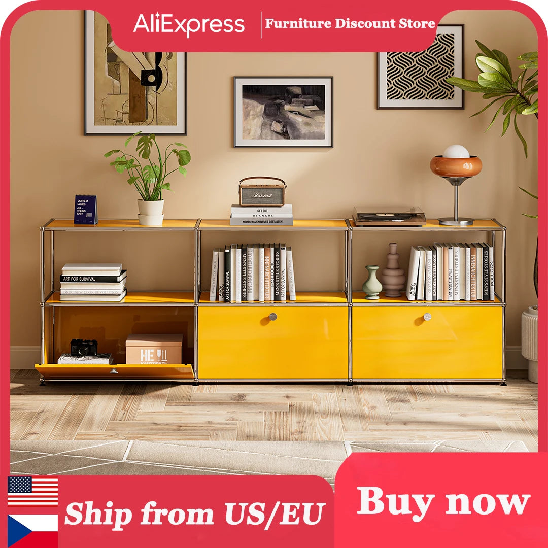 Modern Stainless Steel Storage Cabinet For Living Room And Home Office TV Stand