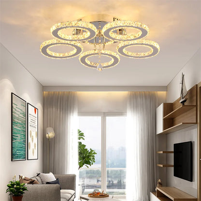 GreeLustr Modern Crystal Ring Pendant Light For Dining Room