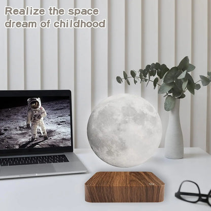 Mexllex Magnetic Floating Moon Lamp With Wooden Base 3-Temperature LED