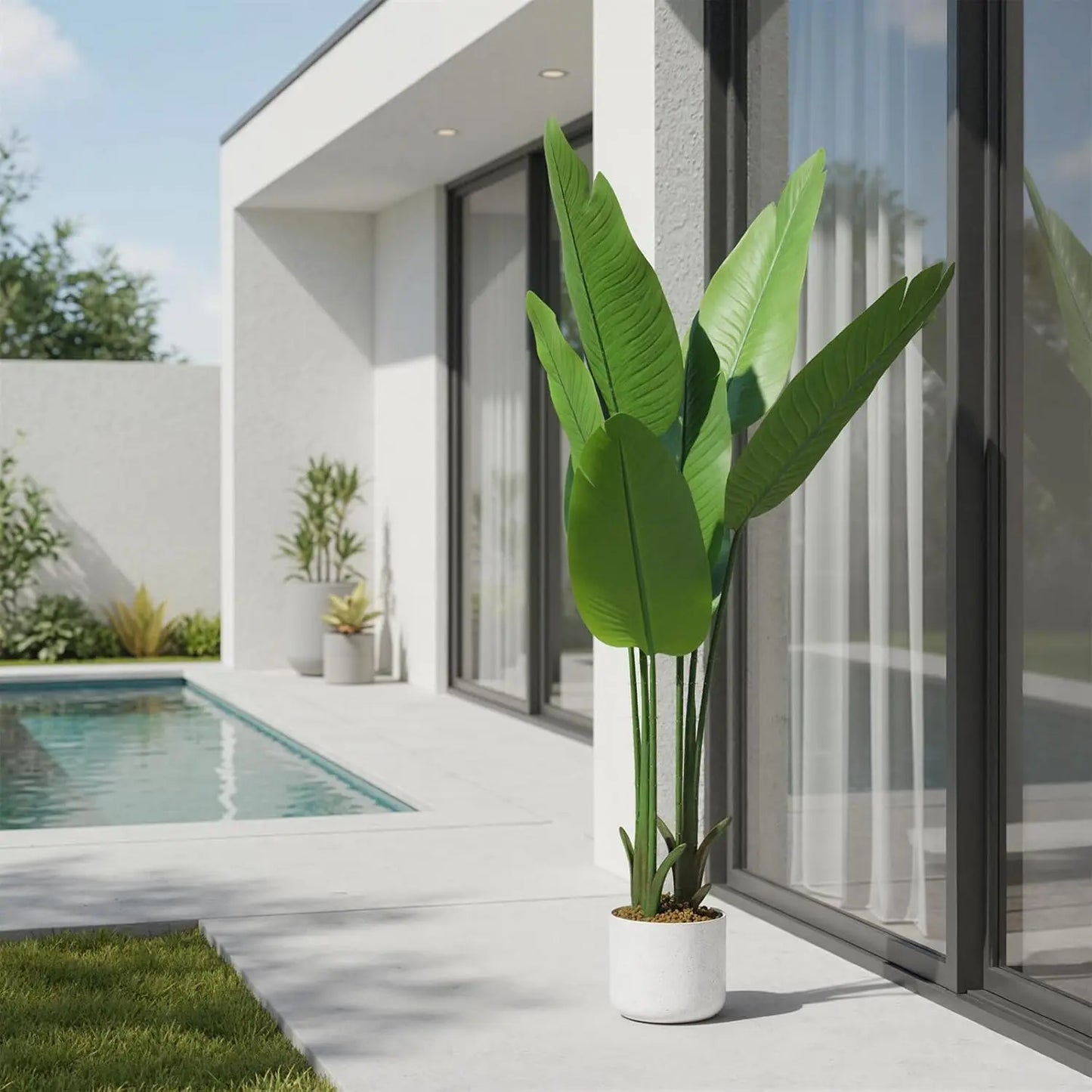 HiMISS CN Artificial Banana Tree In Pot Indoor Floor Plant Decor