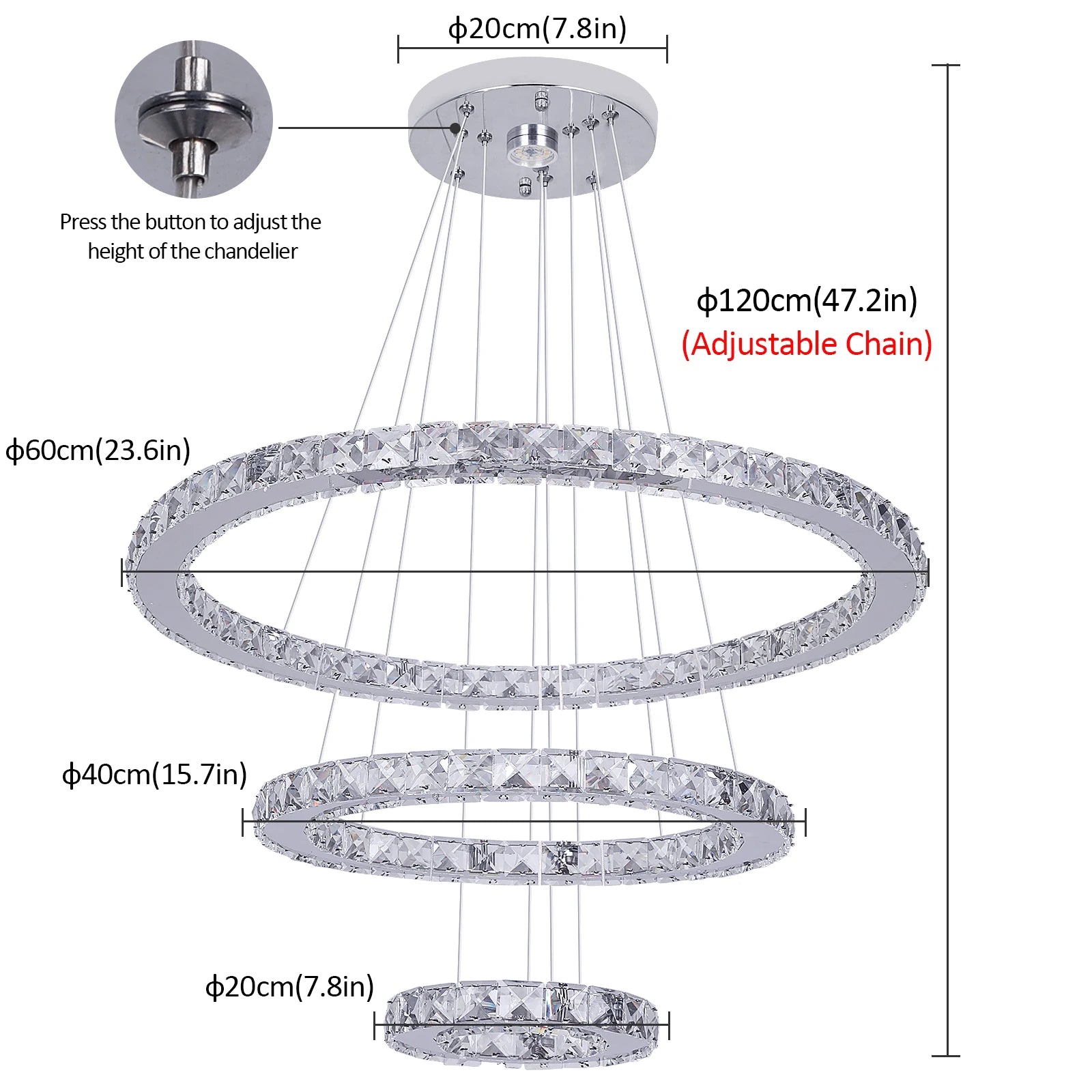 Vinilky Crystal Pendant Ceiling Light Fixture Modern Home Decor