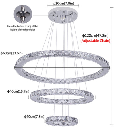 Vinilky Crystal Pendant Ceiling Light Fixture Modern Home Decor