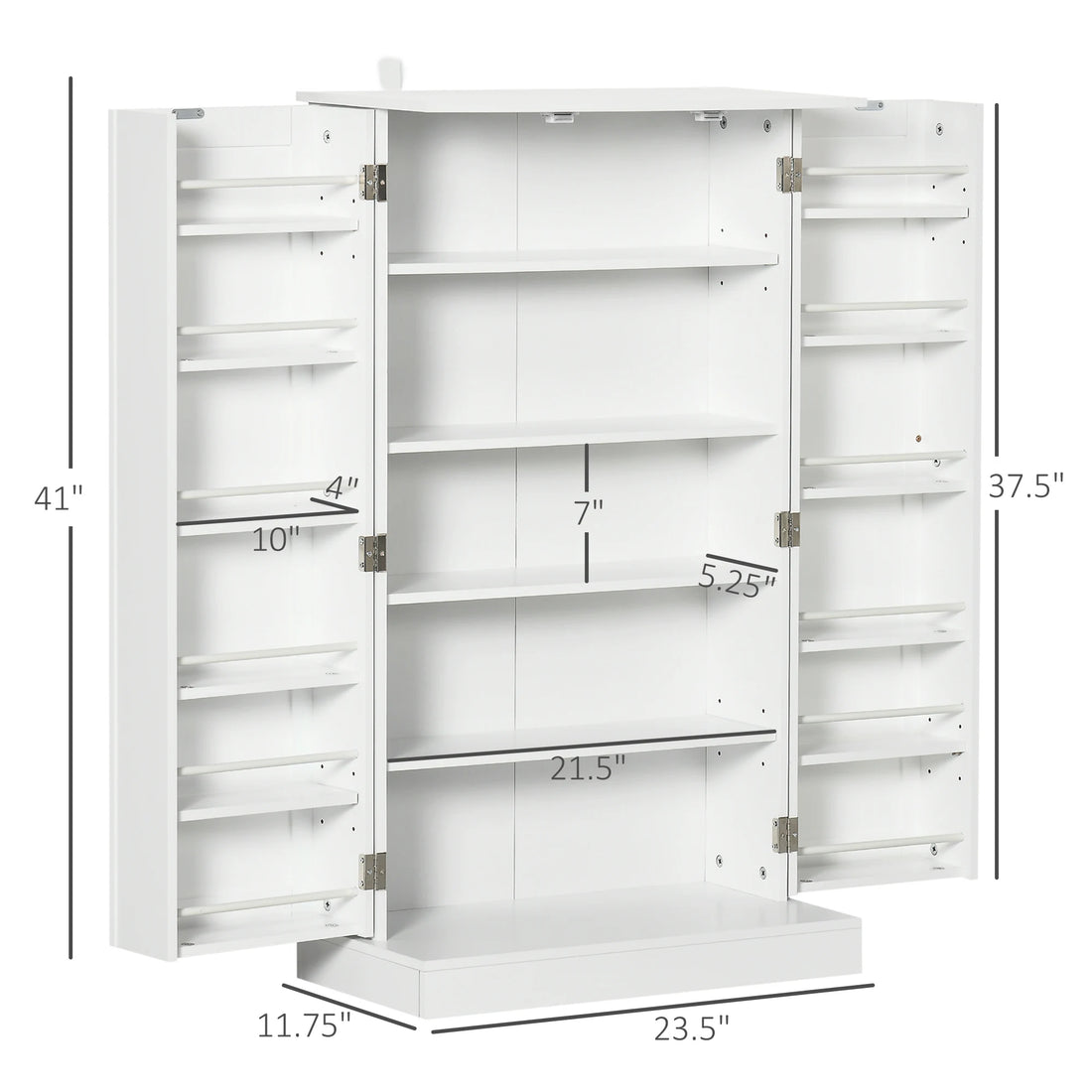 Homcom Freestanding Kitchen Pantry Cabinet With Double Doors