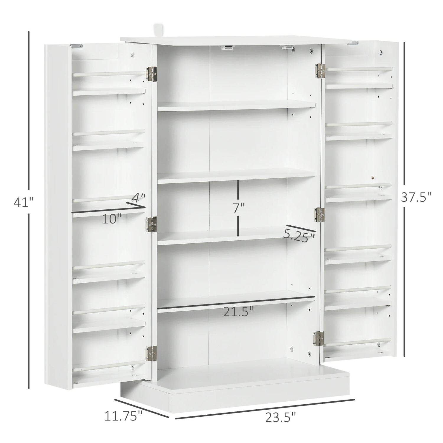 Homcom Freestanding Kitchen Pantry Cabinet With Double Doors