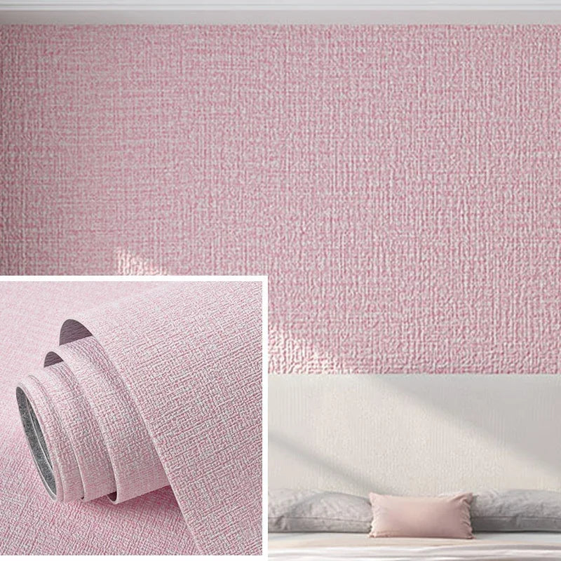 NONECN Linen 3D Foam Wallpaper Self-Adhesive PVC Waterproof Backdrop