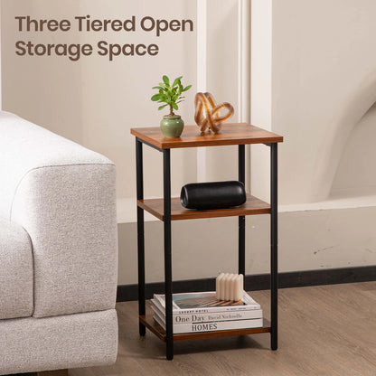 JHK Two Tier End Table With Adjustable Feet Space Saving