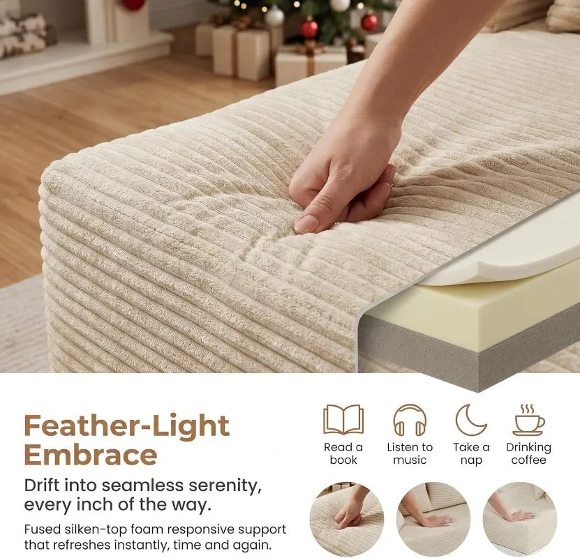 Realbear Modular Cloud Sectional Sofa With L Shaped Chaise