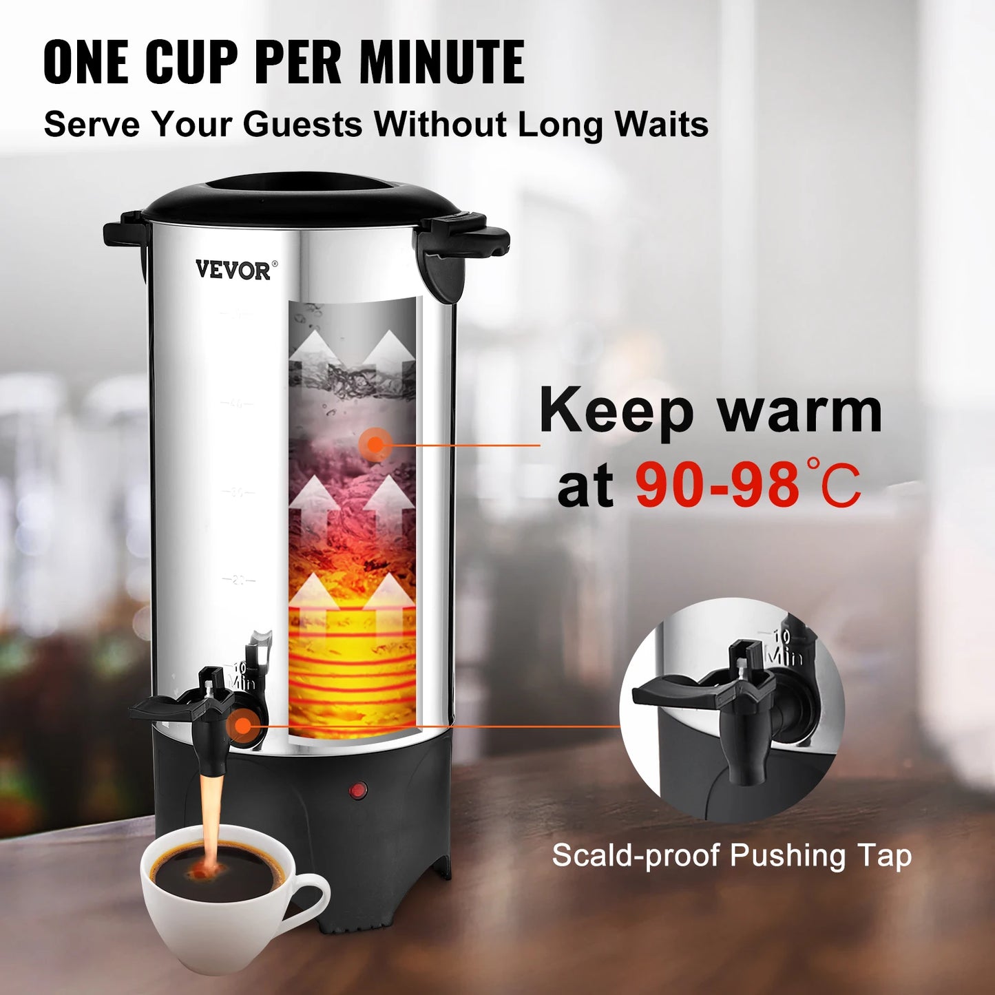 SucceBuy 1000W Commercial Coffee Urn Stainless Steel